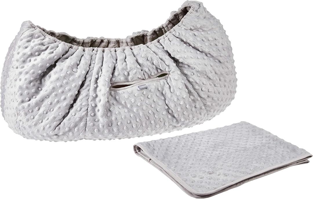 Tadpoles Minky Dot Moses Basket Bedding Only Set, Grey