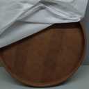 HofferRuffer Large Round Serving Tray 24'', Elegant Faux Leather Circle Ottoman Table Tray, Serve Tea Coffee Breakfast in Bedroom Living Room Kitchen (Antique Brown, 24'')