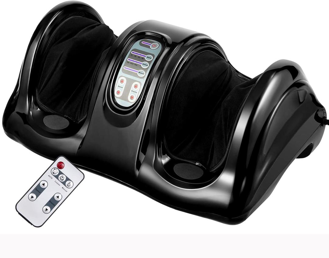 Giantex Shiatsu Foot Massager Machine for Feet, Leg Calf Ankle, Relieve Pain Spa Gift Deep Kneading Rolling Massage, Electric Shiatsu Foot Massager w/Remote, 4 Modes, Black