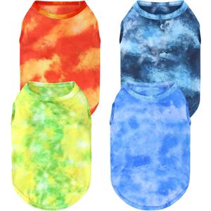 XPUDAC 4 Pack Dog Shirt Tie Dye Lightweight Dog Clothes for Small Dogs Boy Girls Breathable Stretchy Tank Top Vest-Medium (M-16" Chest)
