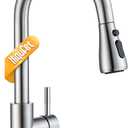 Kitchen Faucet with Pull Down Sprayer, Brushed Nickel High Arc Single Handle Kitchen Sink Faucet for Pot Filler, Stainless Steel Commercial Modern Rv Farmhouse Camper Laundry Bar Sink Faucets