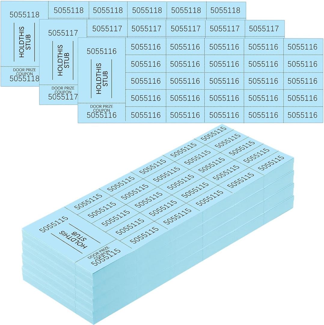 Kosiz 504 Sheets 25 Bid Raffle Ticket with Different Numbers Per Sheet Chinese Auction Tickets for Events Church Basket Auction Silent (Light Blue)