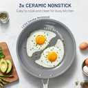 Kikcoin Non Stick Frying Pans, 3 Pack Ceramic Frying Pan for Cooking, 8+9.5+11 Inch Omelette Pans Set with Stay Cool Handle, Induction Ready, Free of PFAS PFOA PTFE, Oven/Dishwasher Safe