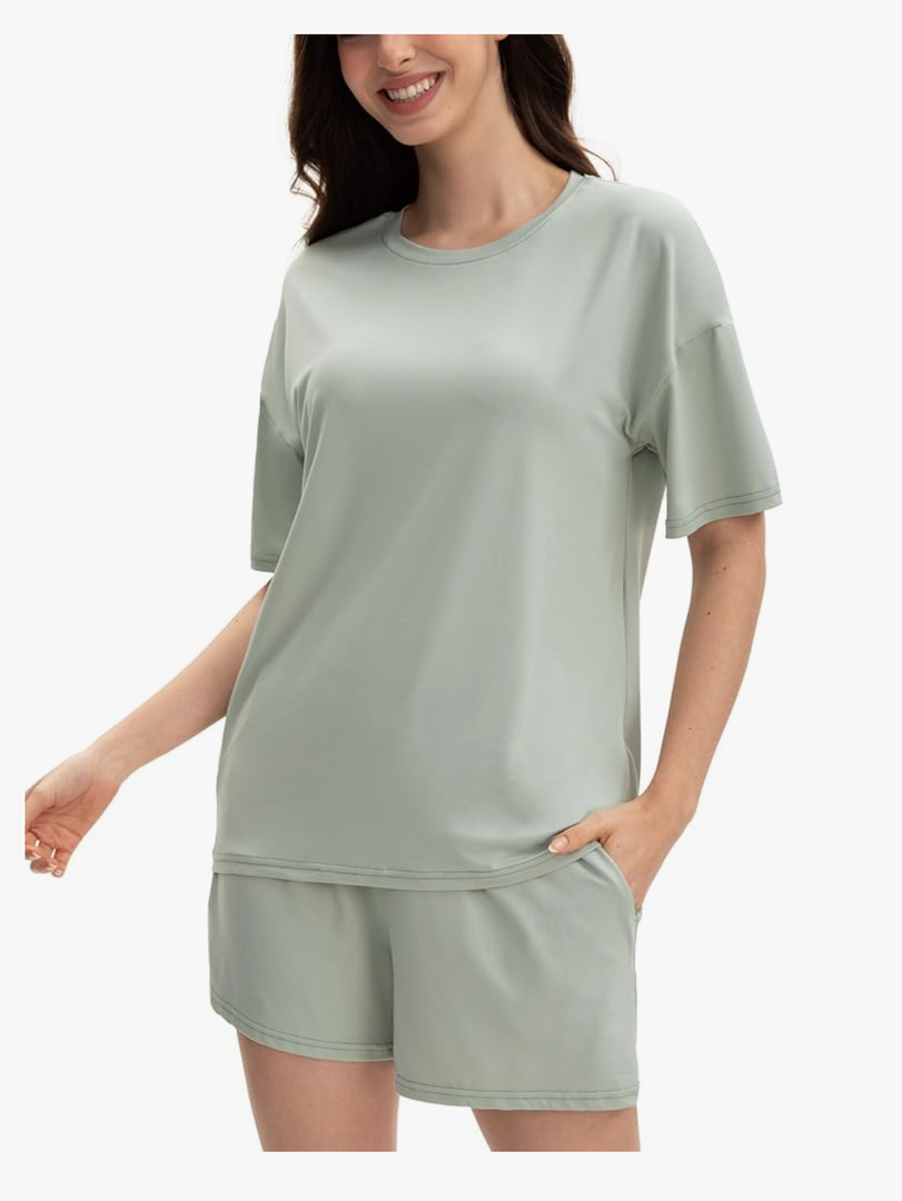 Pajamas for Women Set, Womens Pajama Sets Soft Short Sleeve Tops and Shorts 2 Piece, PJ Sets for Woman with Pockets Size XL