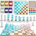 Chess Mold Set, Resiners Chess Molds for Resin Casting with Full Size 3D Silicone Chess Checkers & Chess Board, Epoxy Silicone Resin Molds for Family Party Board Games (Checkers & Chess Board)
