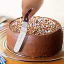 Offset Cake Icing Spatula Set of 3 Professional Stainless Steel Decorating Frosting Spatulas (4"-6"-8" Flexible Resistant Blade) Angled with Wooden Handle