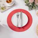 SHACOS 100 pcs Christmas Disposable Round Paper Placemats 13 inch Colored Paper Place Mats for Wedding Birthday Party Bridal Baby Shower Table Decoration, Red
