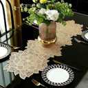 FAVE Gold Table Runners 36 Inches Flower Shaped Short Table Runner Washable Table Mats Fall Table Runner for Wedding, Banquet, Birthday, Party, Restaurant (Gold Flower)