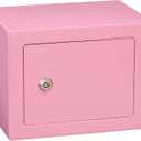 Small Safe Box 0.23Cuft Money Cash Safe Mini Lock Safe 9.05 x 6.7 x 6.7 inches Wall Safe Boxes for Home Office Hotel Coin Rooms Business Jewelry Gun (Pink)