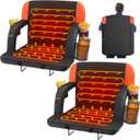 HOPERAN Dual-Sided Heated Stadium Seats for Bleachers with Back Support, 3 Levels Heating Bleacher Seats with Backs and Cushion Wide, 5 Pockets Portable Stadium Chair for Outdoor Sports (Orange)