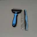 Docrok Pet Grooming Combo - Blue Deshedding Brush with Metal Comb for Detangling and Dematting Long, Matted Fur on Cats and Dogs