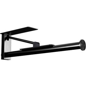 Upgraded Kitchen Paper Towel Holder - One-Hand Tear Under Cabinet Stick-on Towel Rack for Hanging Paper - First Apartment Essentials Wall Mount Self Adhesive Stainless Steel Rack Fits Black