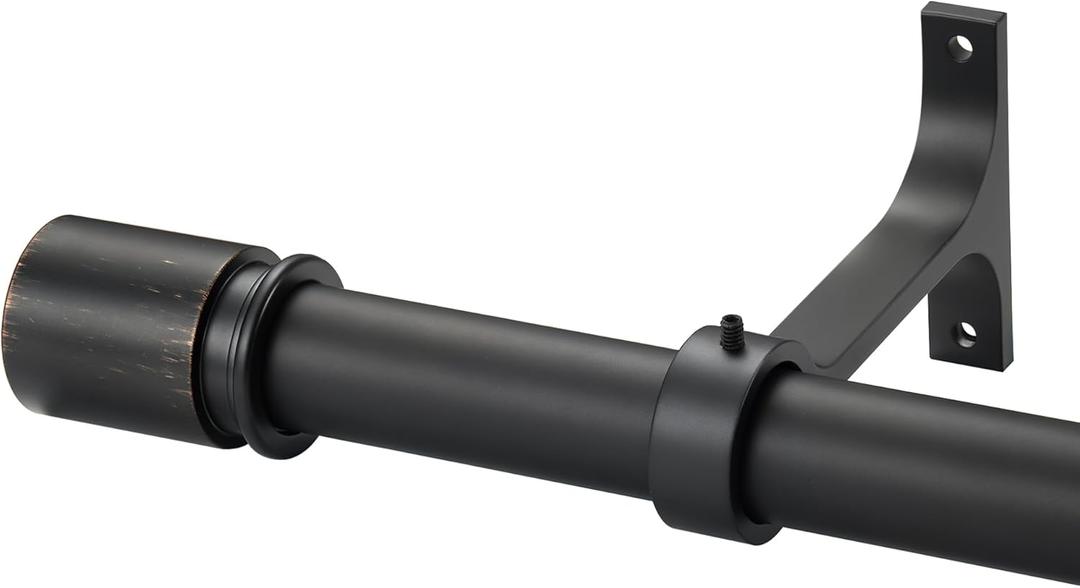 Curtain Rods for Windows 72 to 144 Inches - Aluminium Finials and Brackets - 1 Inch Decorative Window Rods - Adjustable Heavy Duty Curtain Rod - Wall & Ceiling Mounted - Matte Black Gold