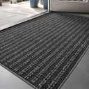 LUMI Ultra Thin Door Mat Indoor Entrance, Washable Entryway Mat with Non Slip Rubber Backing, Stain&Fade Resistant Doormat for Floor, Hallway, Porch, 24"x36", Grey Line