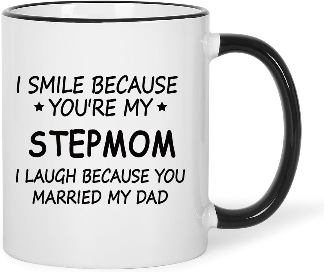 Jogskeor I Smile Because You Are My Stepmom Coffee Mug, Stepmom Mothers Day Birthday Christmas Gifts for Stepmom Bonus Mom