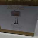 Adesso Duet Table Lamp with Dual Pull Chains, Antique Bronze Finish, Taupe Fabric Shade 27 Tall, Versatile Bedside Table or Desk Lamp
