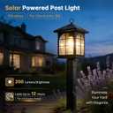 Solar Post Light Outdoor, Dusk to Dawn Outdoor Post Lamp with Pier Mount Base, 3-in-1 Mounting (Pier/Pole/Hanging), Wireless Black Waterproof Fence Pole Light for Garden Yard Patio Entryway