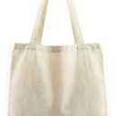 Pack Of 24 Cotton Grocery Bags With Pockets - Shoulder Straps - Foldable - Washable Heavy Duty Tote | [201000700] Beige, 15 * 15
