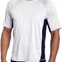 Kanu Surf Men's Swim Shirt with Short Sleeves  UPF 50+ Rash Guard Quick-Dry Fabric (Large, White/Navy)