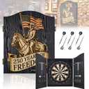 Sisal Dart Board Cabinet Sets, Wooden Dartboard with Scoreboard for Adults
