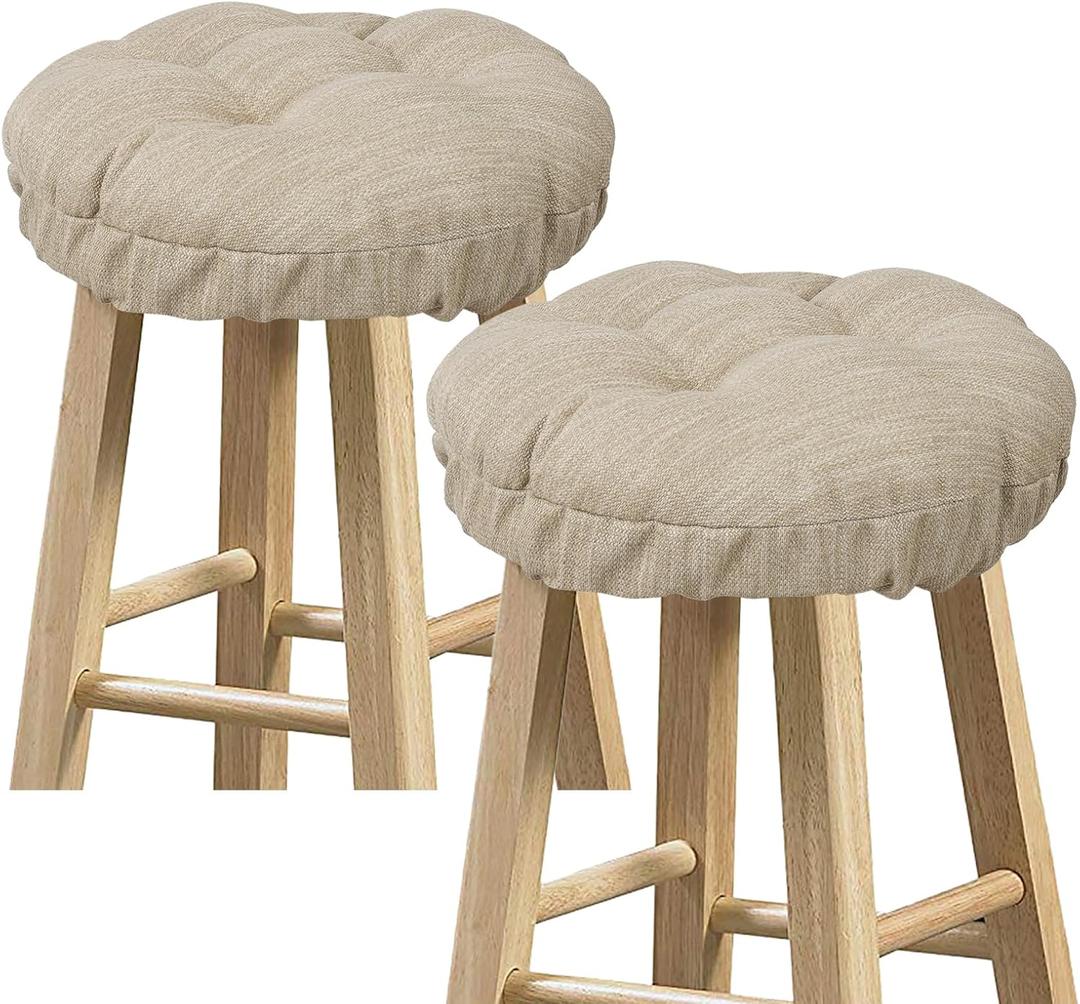 baibu Set of 2 Stool Covers Round, Super Soft Round Bar Stool Cushion Covers Seat Cushion - 2 Cushions Only (Beige,12" (30cm))