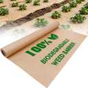 Biodegradable Weed Barrier, Paper Weed Barrier for Outdoor Garden Lawn, Vegetable Growth,Balanced Airflow, Gentle Shading,Thicker and More Durable,Garden Paper Biodegradable Landscape, 4 x 100Ft 