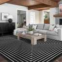 Latte&Fog 9x12 Area Rug for Living Room, Extra Large Black Modern Abstract Washable Rugs, Boho Non Slip Low Pile Carpet for Indoor Bedroom Dining Room, Office, Dorm, Classroom and Farmhouse