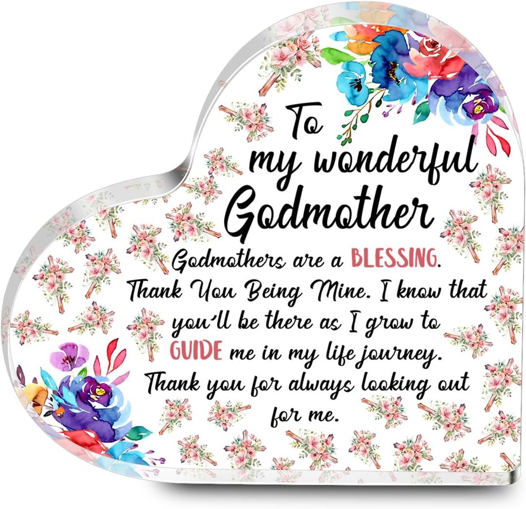 Godmother Desk Decor Godmother Gifts From Godchild Baptism Gift for Godmom Acrylic (Wonderful Godmother)