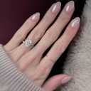 CurvLife Oval Press On Nails Short Soft Gel Champagne Pearl Salon Quality False Nails with Glue, Long Lasting Daily Nail Tips for Women