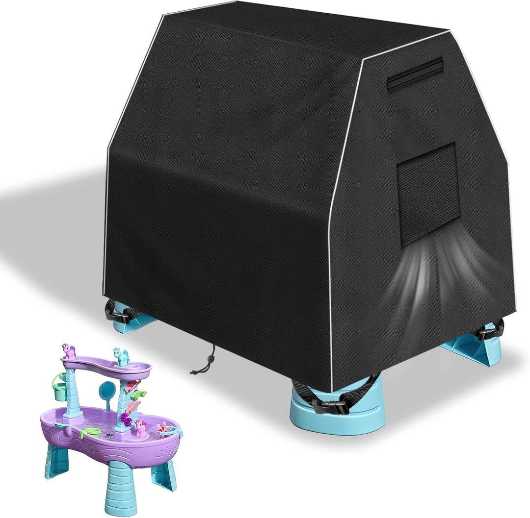 Kovshuiwe Kids Water Table Cover Fit Step2 Rain Showers Splash Pond Water Table, 420D Waterproof Dust Proof Anti-UV Outdoor Toys Cover (Black)
