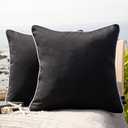 Phantoscope Pack of 2 Outdoor Waterproof Solid Throw Decorative Pillow Cover Decorative Square Outdoor Pillows Cushion Case Patio Pillows for Couch Tent Sunbrella (20''x20'', Black)
