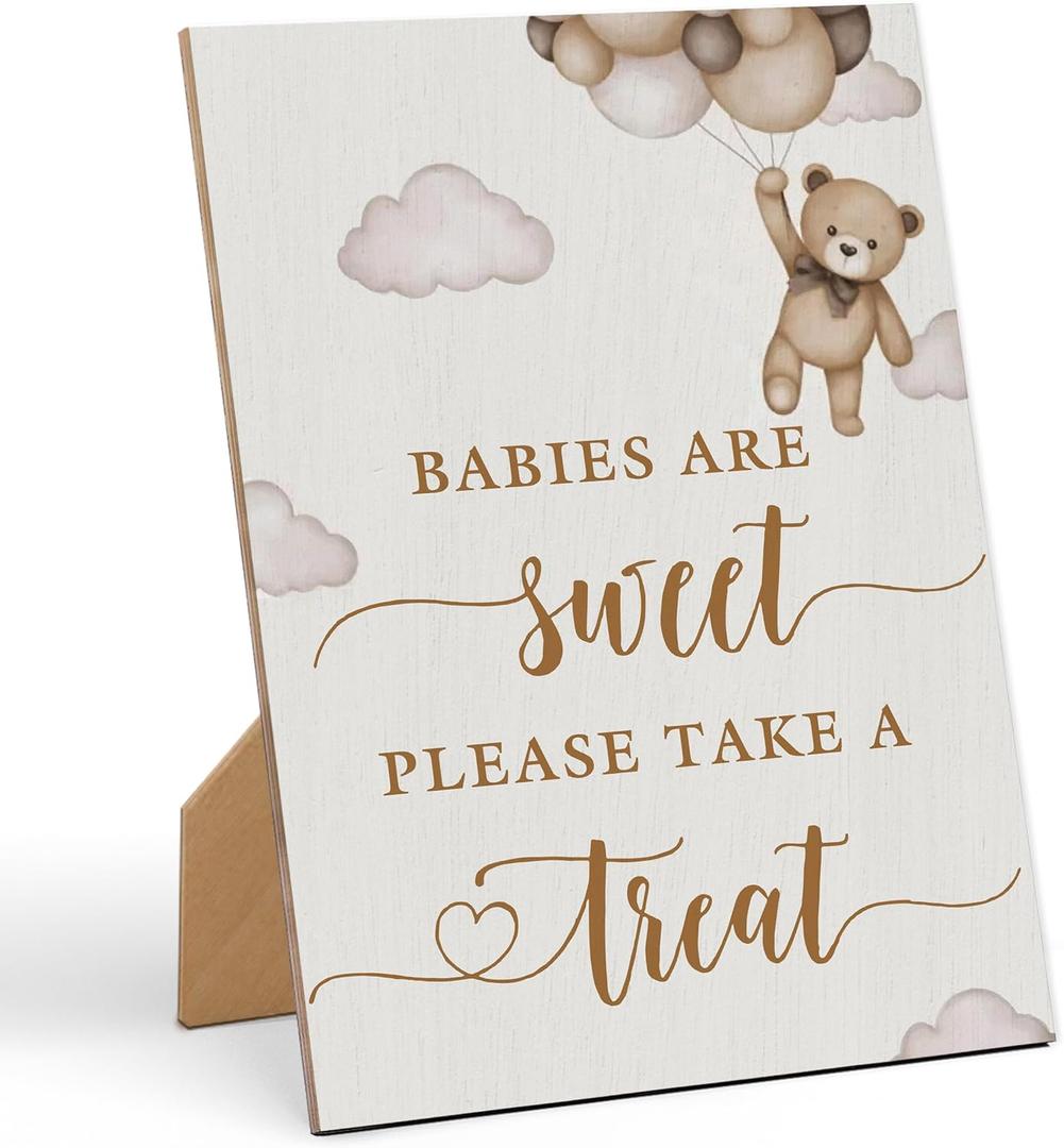 Babies are Sweet Take a Treat Sign Baby Shower Sign-811 Inches, Wildflower Wooden Sign, Gender Neutral Tabletop Decor for Gender Reveal Party, Baby Shower Party Favors Supplies Decoration-LA90 (multicoloured86)