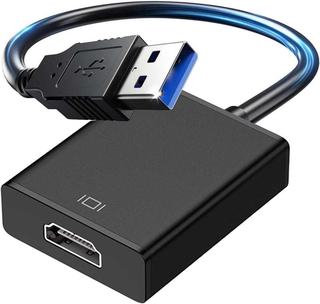 Fululuer USB to HDMI Adapter for Monitor | USB 3.0 to HDMI for PC Laptop MacBook | Compatible with Windows MacOS Android (Jet Black, USB3.0)