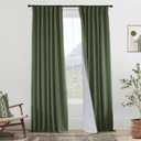 108 Inch Linen Blackout Curtains, Olive Green 9FT Long Pleated Drapes for Living Room Bedroom Floor to Ceiling or Track System, 2 Panels Set (50"W x 108"L (Pack of 2)