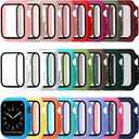 Sieral 24 Pcs Smart Watch Screen Protector Watch Bumper Case Hard Pc Case with Tempered Glass Screen Protective Cover Compatible with Iwatch for Men Women, Assorted Colors (44mm)