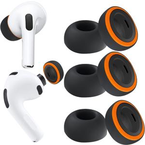 KASOTT 2025 Upgraded for AirPods Pro 3 Memory Foam&Silicone Hybrid Ear Tips, Ultimate Comfort, Anti-Slip Eartips, Superior Noise Isolation, Fits in The Charging Case, 3 Pairs (Black, Large)
