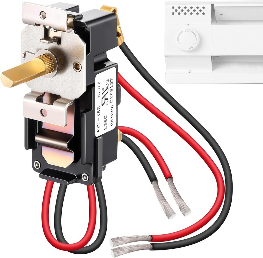 Feekoon Built in Thermostat Compatible with Cadet, Electric Baseboard Heater Thermostat, 22 Amp, 240/208/120 Volt(1 Pack,Double Pole)