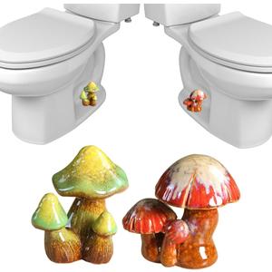 2Pack Mushroom Toilet Bolt Caps,Toilet Bolt Covers Decorative,Fun Ceramics Mushroom Toilet Bolt CoversUniversal Toilet Bolt Caps Toilet Caps for Bottom of Toilet (Mushrooms), SKNGC-18