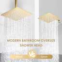 16 inch Brushed Gold Large Rain Shower Head Ceiling Mount - All Metal 304 Stainless Steel, Full Body Rainfall Shower with 324 Silicon Nozzles - Waterfall Bathroom Square Showerhead