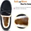 Vonair Kids Moccasin Slippers Memory Foam House Shoes Indoor Outdoor Rubber Bottom Slippers for Boys Girls (Black)