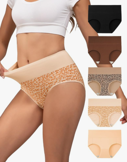 INNERSY Women's Underwear Cotton Soft Underwear High Waisted Breathable Briefs 5 Pack, S