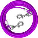 Dog Tie Out Cable 10/15/20/25/30 FT Runner for Yard Steel Wire Cable with Durable Superior Clips Purple Chains for Outside Dog Lead for Large Up to 165 Lbs (15 FT(