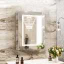 High-End Led Medicine Cabinet, Lighted Medicine Cabinet,3 Colors & Dimmable, Demister, Lighted Glass Shelf, USB Shaver Socket Surface Mount or Recess Mount, 1624inch