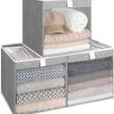 StorageWorks 13x13 Storage Cubes, Closet Storage Bins with Clear Window, Large Fabric Organizer for Clothes, Collapsible Storage Baskets with Handles, Gray, 3-Pack