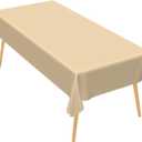 Beige Table Cloth, 70x180 Inch Rectangle Polyester Fabric Tablecloth Thick,Wrinkle Resistant Washable Reusable Table Cover for Dining Picnic Outdoor Camping Anniversary Party Decoration