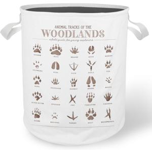 Kids Laundry Basket Hamper, Toybox for Girls Boys, Forest Animal Tracks Waterproof Collapsible Storage Bin Organizer for Bedroom Bathroom Kids Room Dorm Nursery Clothes Toys Books