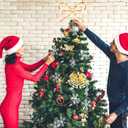 Soulchen Christmas Bow Tree Topper Decoration 9.4 x 10.4 Inches Velvet Christmas Topper Decor with LED Lights Xmas Holiday Bow Tree Top Decoration for Santa Holiday Party Supplies Gifts(Brown)