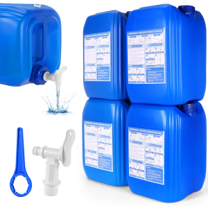 4 Tanks 5 Gallon Water Storage Containers,Total 20 Gallons Stackable Emergency Water Storage Long Term,Portable HDPE Water Jug with Great Sealing Performance for Emergency Management Outdoor Camping