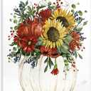 Country Sunflower Pumpkin, 13 x 19 Inch Mounted Print on Wall Plaque