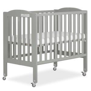 Dream On Me 2-in-1 Portable Mini Crib, Non-Full Size Baby Crib for Small Spaces, 2 Mattress Heights, Compact Travel Design, Includes Mattress, GREENGUARD Gold & BSA Certified, Cool Grey